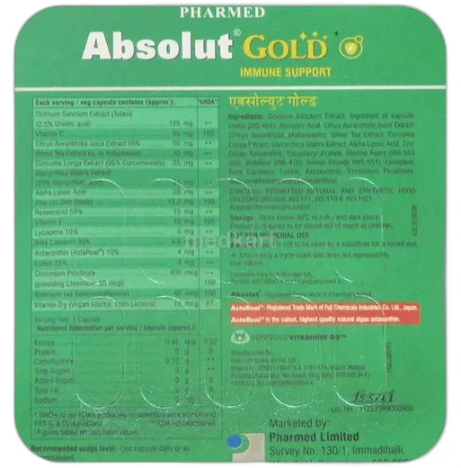 absolut gold capsule 10's